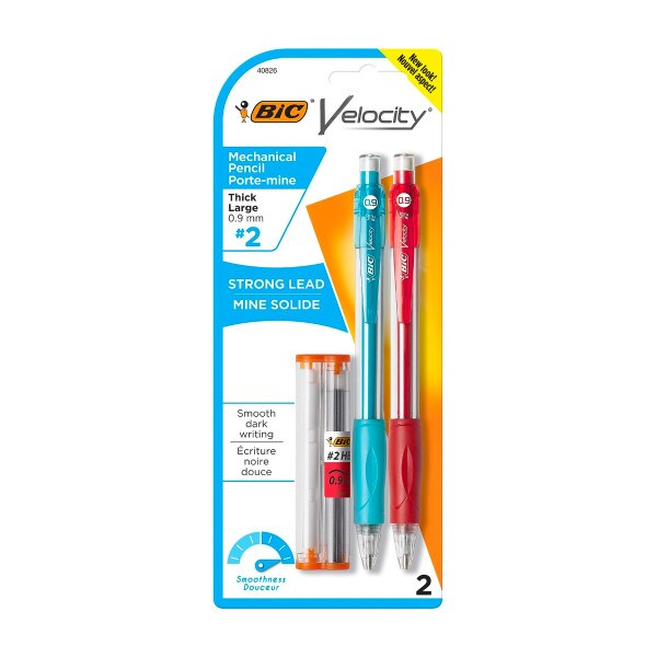 BIC Velocity 2 Pack of pencils and lead and erasers